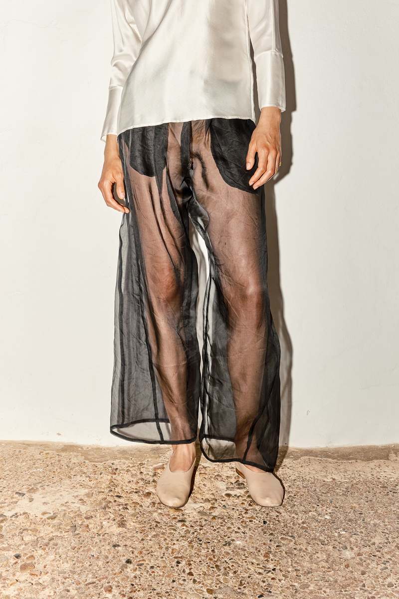 Datura Georgette Judo Pants - Night Black