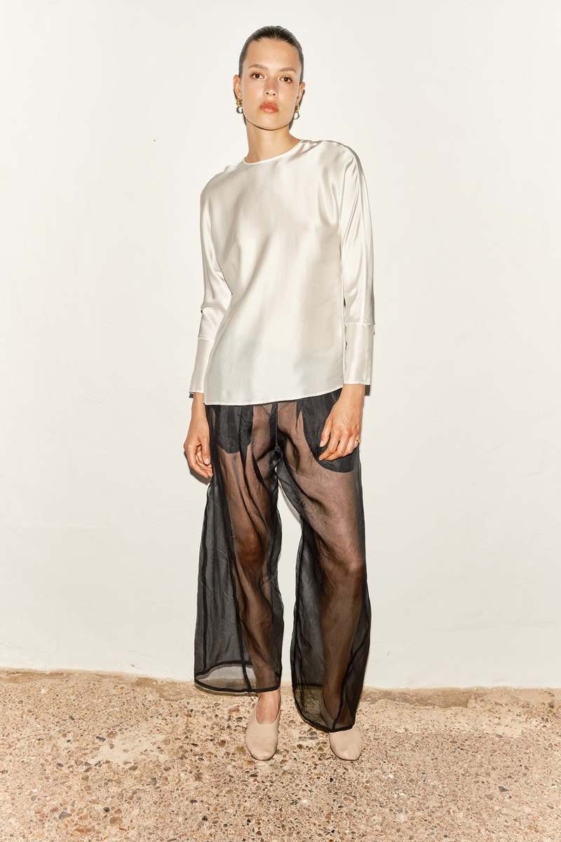 Datura Georgette Judo Pants - Night Black