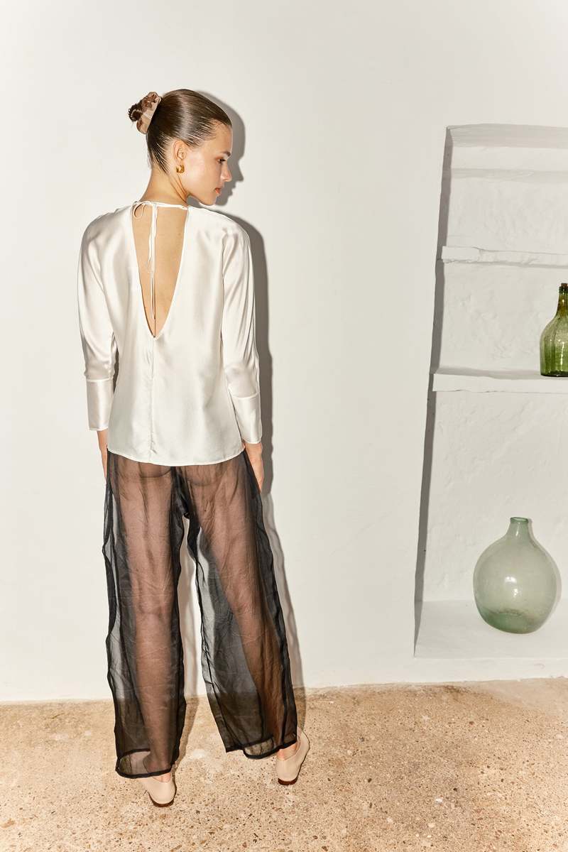 Datura Georgette Judo Pants - Night Black