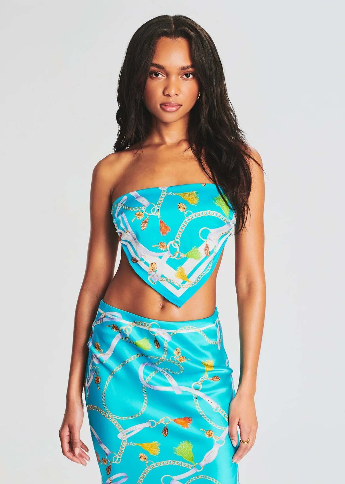 Tube Top Scarf Top Set Jeldia Bandeau Top And Scarf Set In Pink