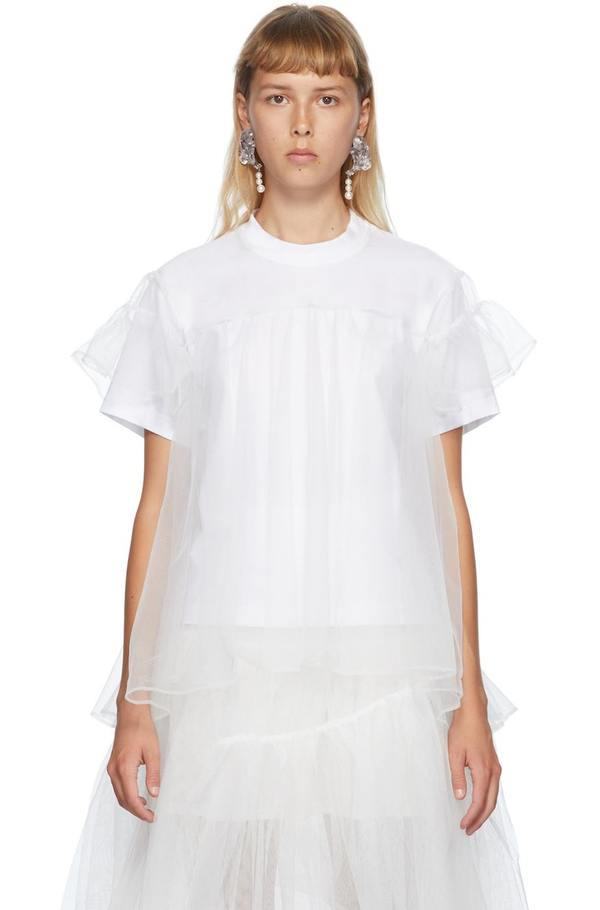 Shushu/Tong SSENSE Exclusive White Tulle Overlay T-Shirt - White
