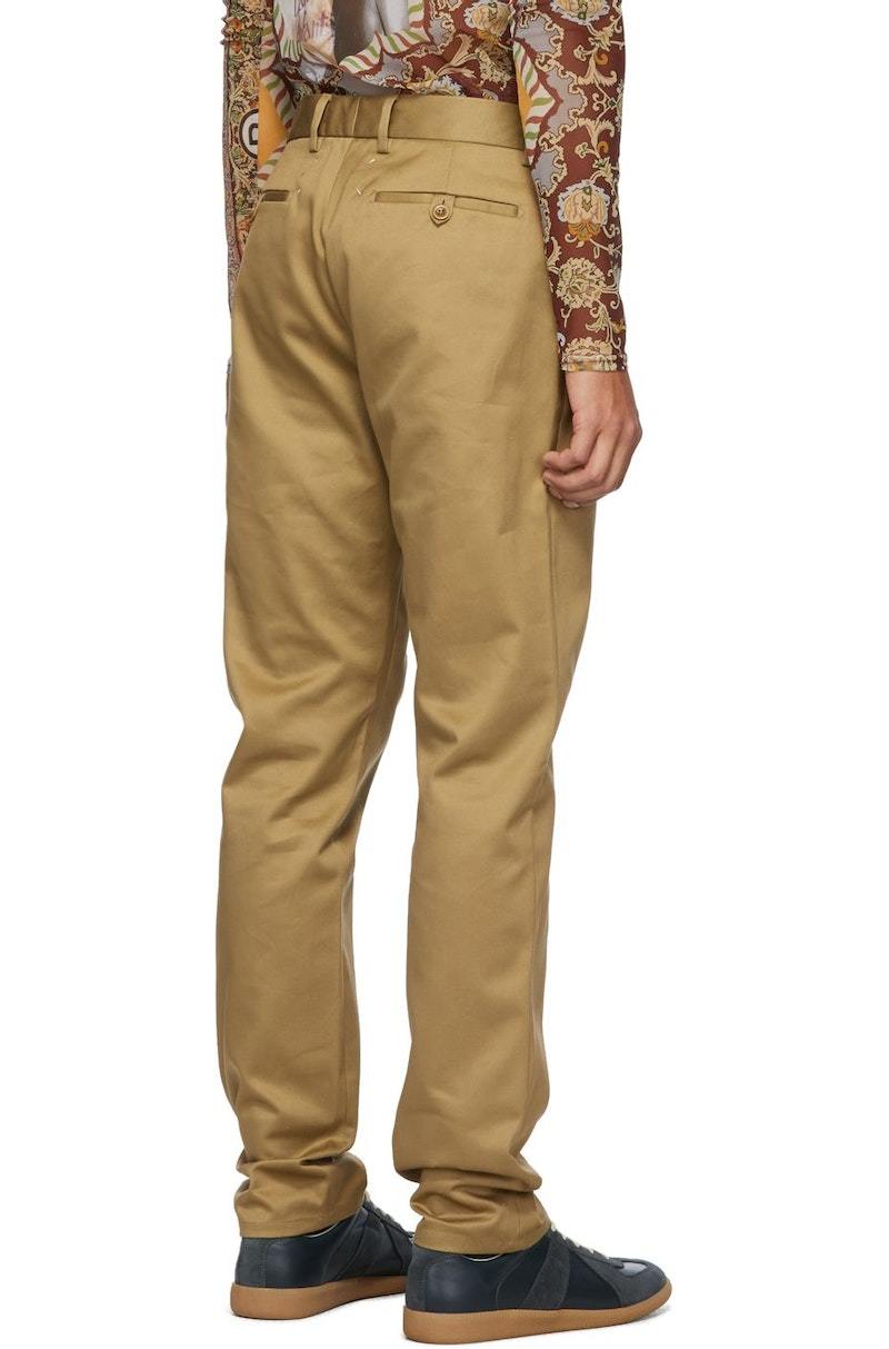 Maison Margiela Beige Mercerized Gabardine Trousers - Khaki