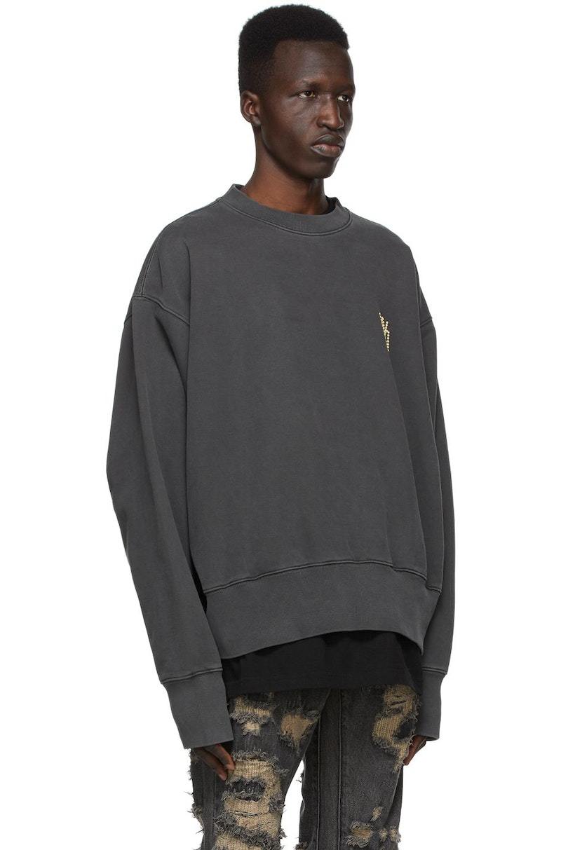 we11done Grey Pearl Logo Sweatshirt - Charcoal | Garmentory