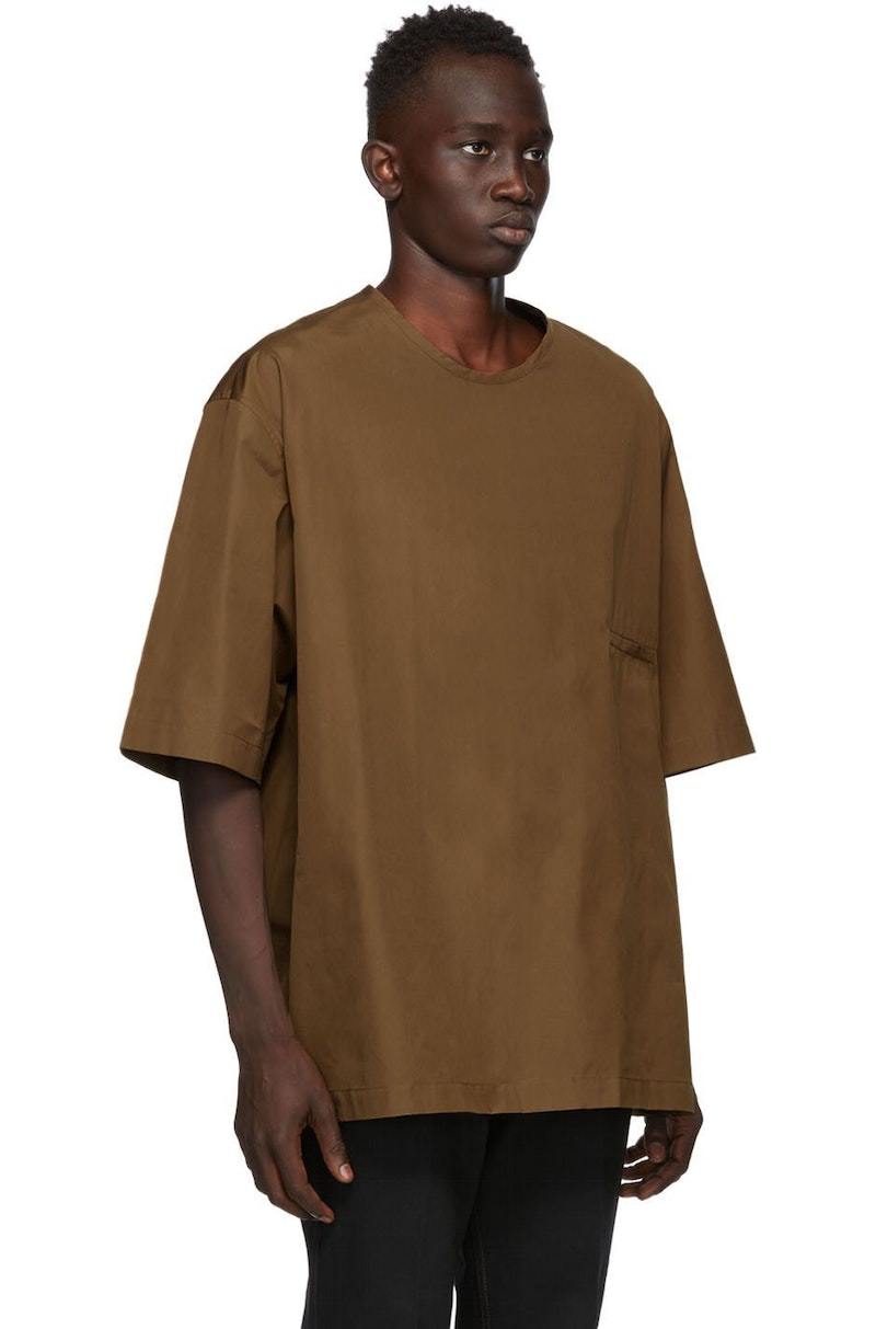 定価4.8万 新品 LEMAIRE SOFT T-SHIRT 34 ブラウン Lemaire Tan Cotton Poplin T-Shirt - Tobacco | Garmentory