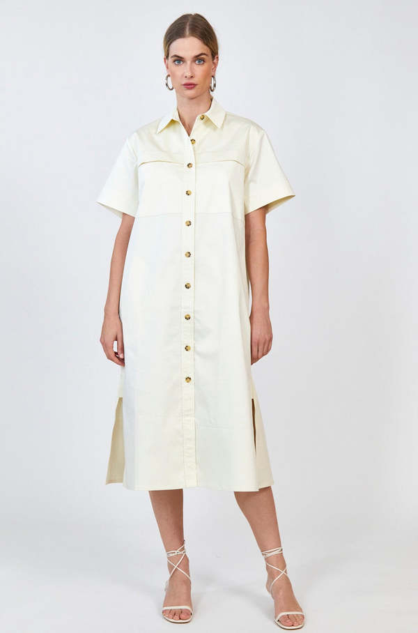 Hunter Bell Prescott Shirt Dress - Papyrus | Garmentory
