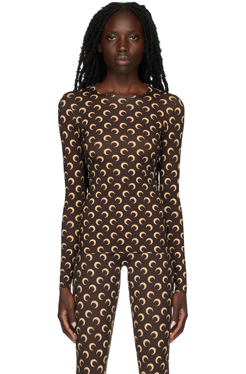 MARINE SERRE Second Skin Moon Top - Brown | Garmentory