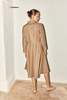 Datura Striped Long Shirt Dress - Almond Brown/Ivory Stripes - Thumbnail 4