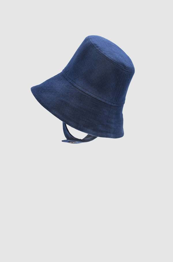 JULIA JENTZSCH CHARLIE Italian Cotton Linen Denim Bucket Hat with Large Brim - Indigo