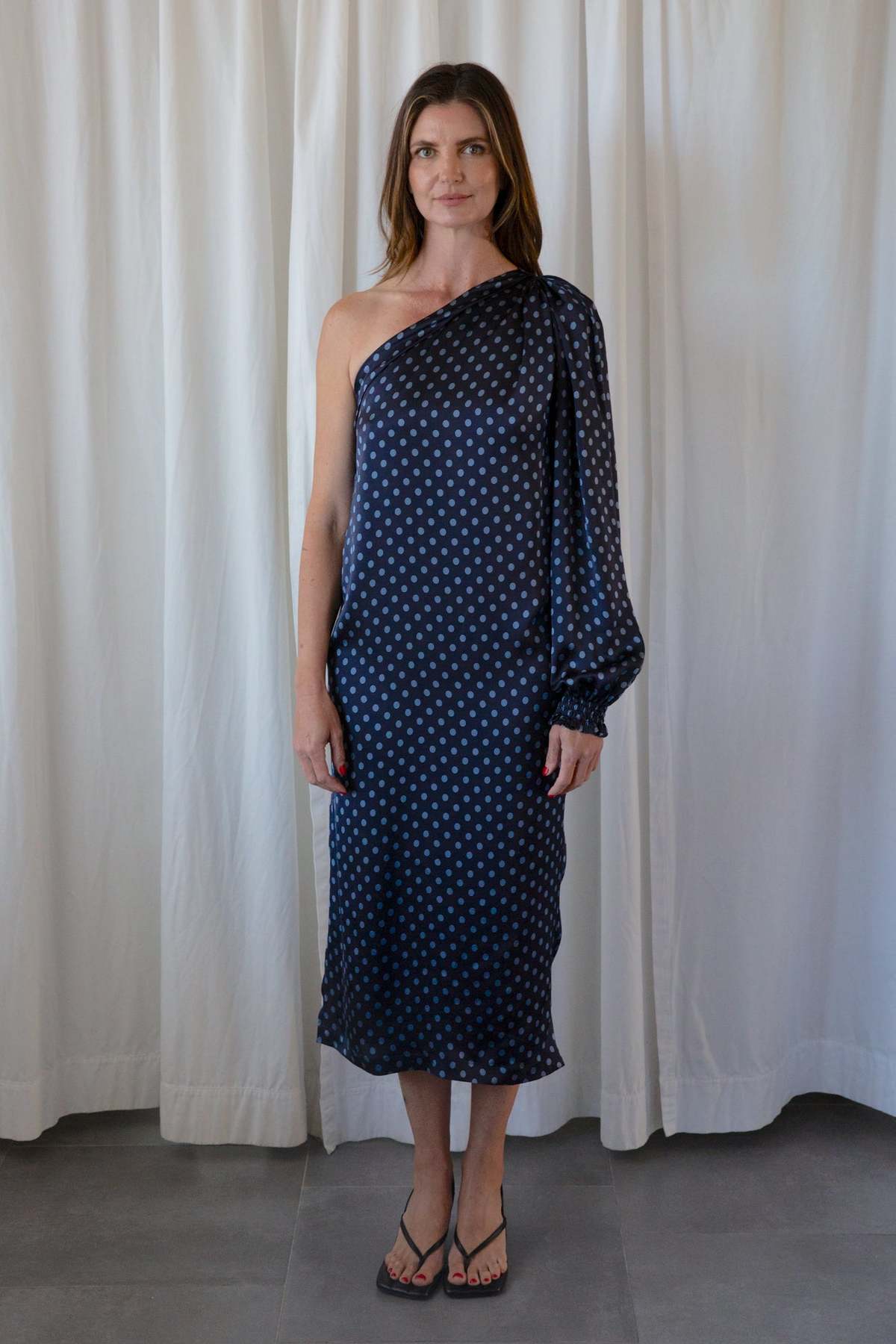 knee length dresses for ladies Keeley Dress | Blue Hydrangea Floral Print Strapless Dress main image 0