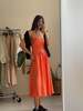 Sophie Rue Coral Vida Linen Midi Dress - Coral Orange - Thumbnail 2