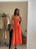 Sophie Rue Coral Vida Linen Midi Dress - Coral Orange - Thumbnail 4