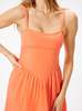 Sophie Rue Coral Vida Linen Midi Dress - Coral Orange - Thumbnail 6