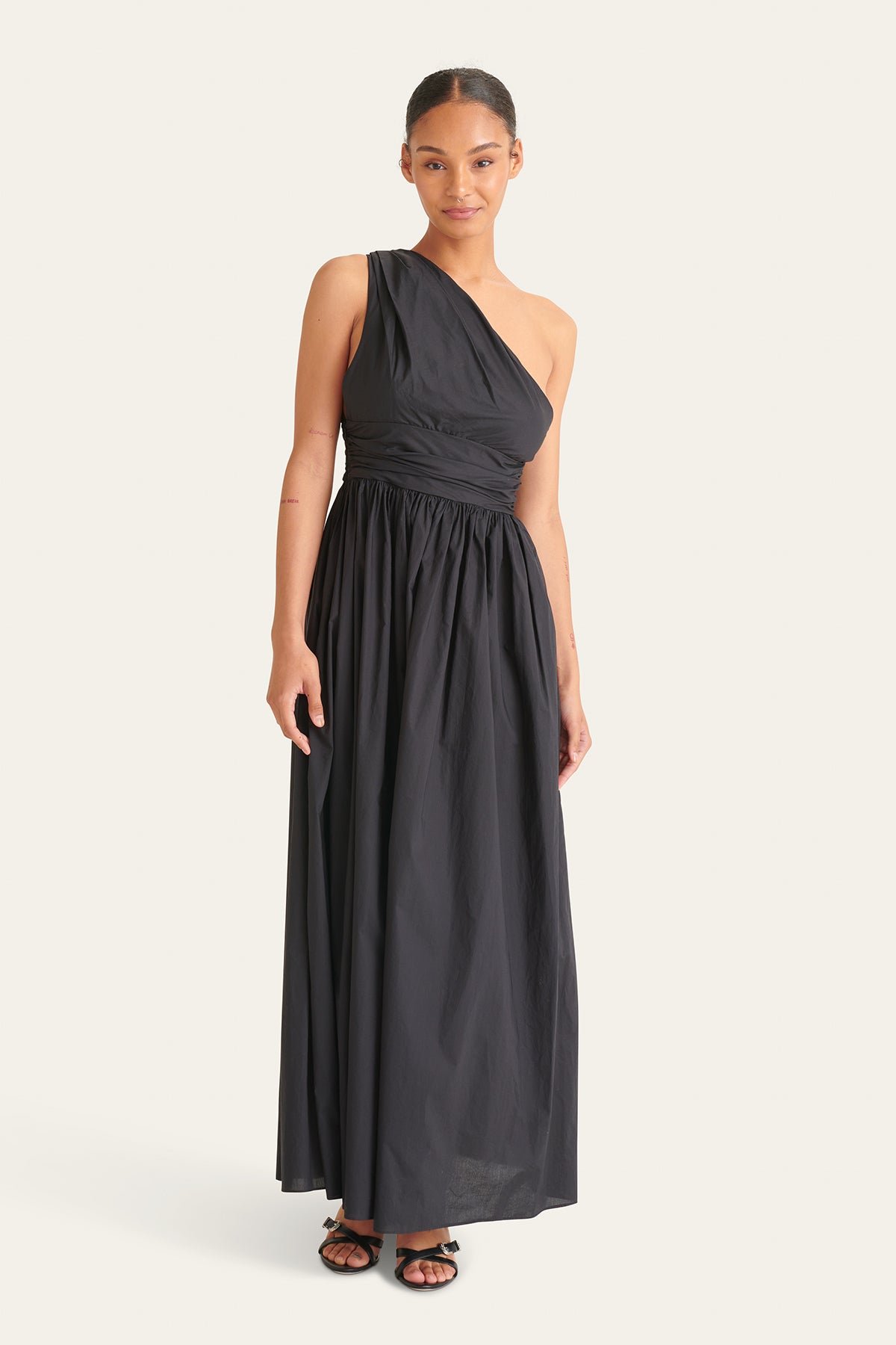 Matteau Gathered Shoulder Dress - Black