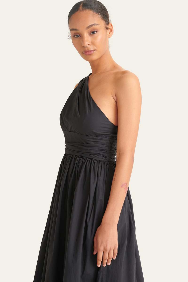 Matteau Gathered Shoulder Dress - Black