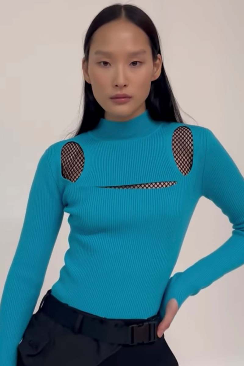 MONSE SLIT KNIT TOP - ULTRAMARINE