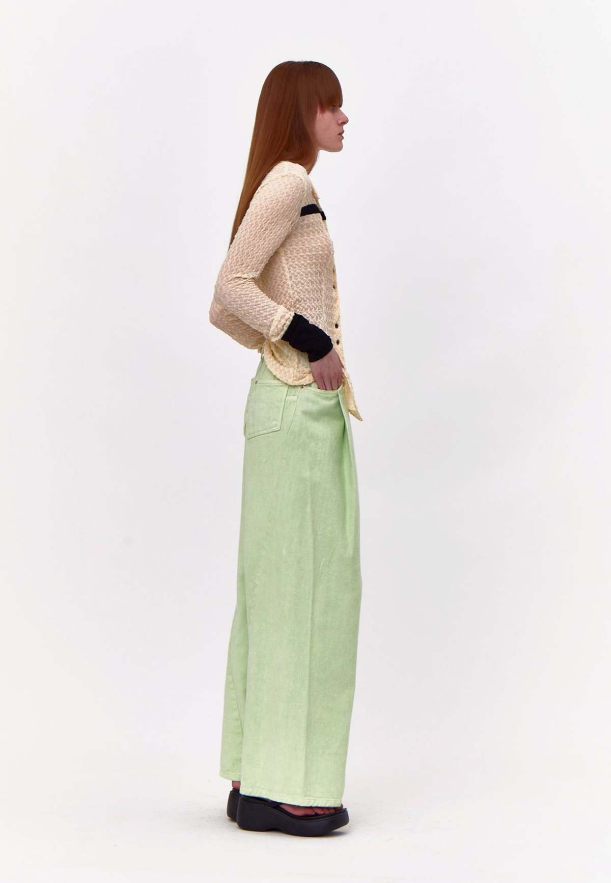 KIJUN Wide Tuck Pant - Lime - Image 10 of 11