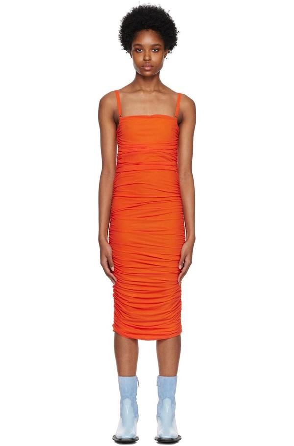 strapless open back dress Gabby Solid Mesh Ruched Midi Dress  Mara Blak