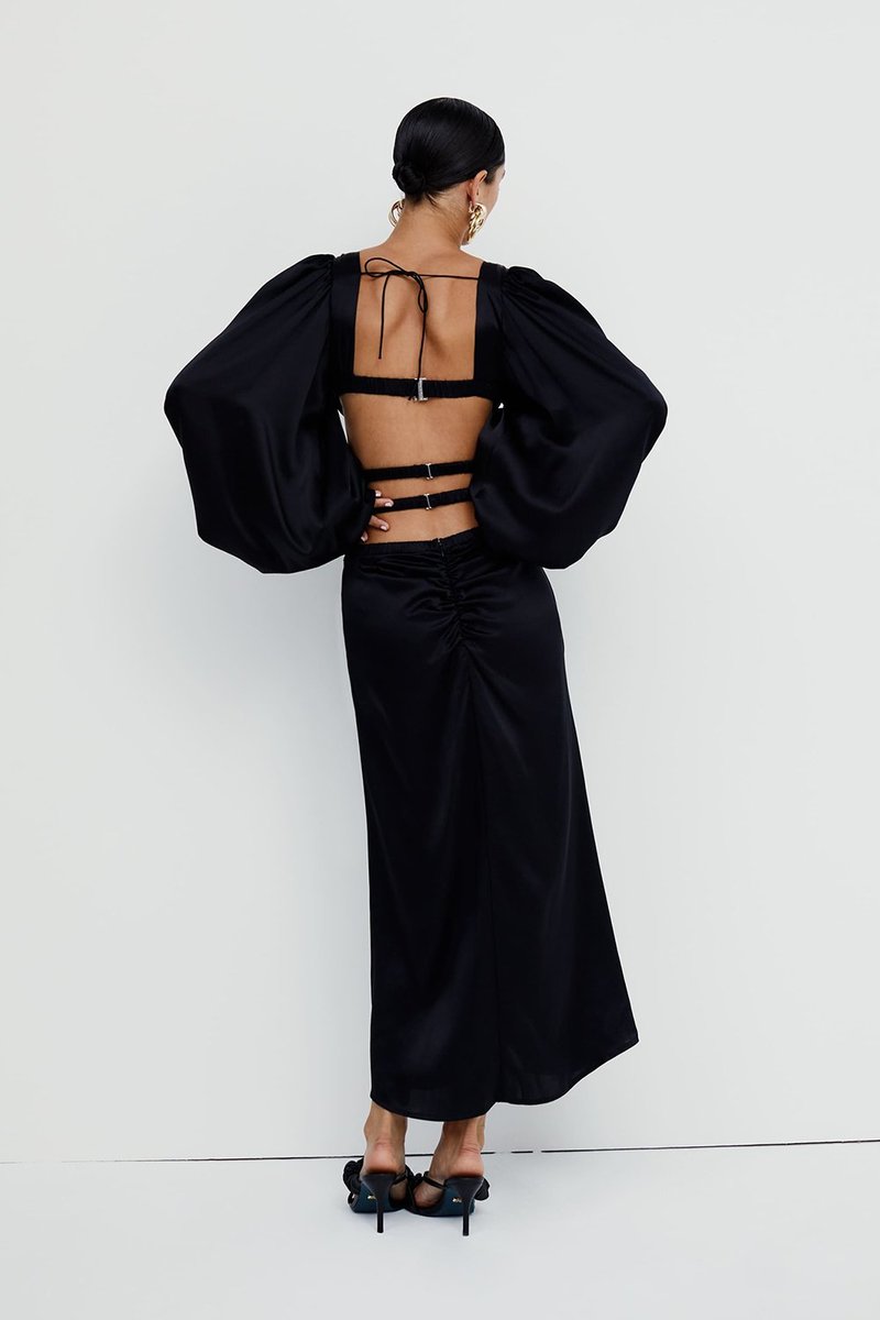 For Love & Lemons Pia Maxi Skirt - Black | Garmentory