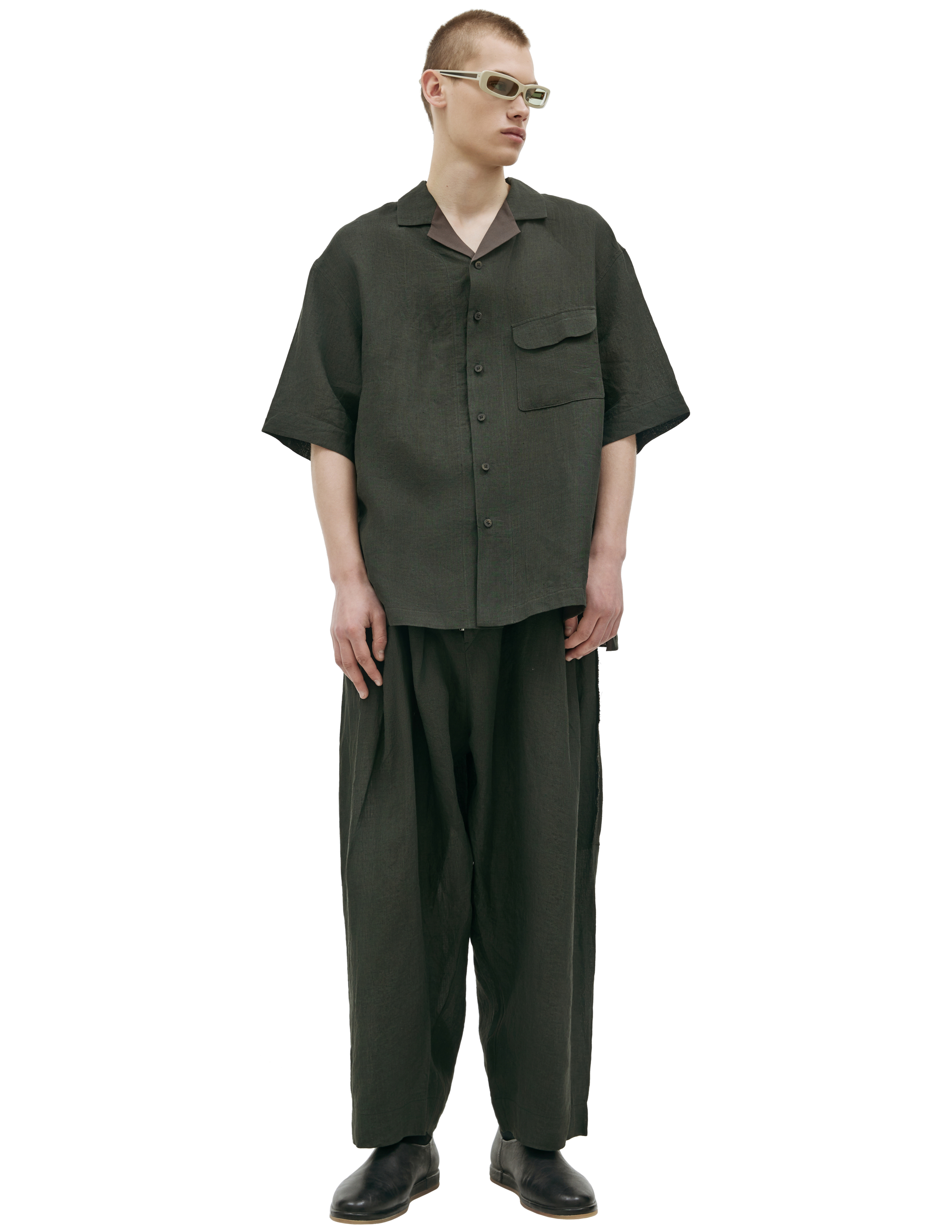 Ziggy Chen Linen Shirt - Green | Garmentory