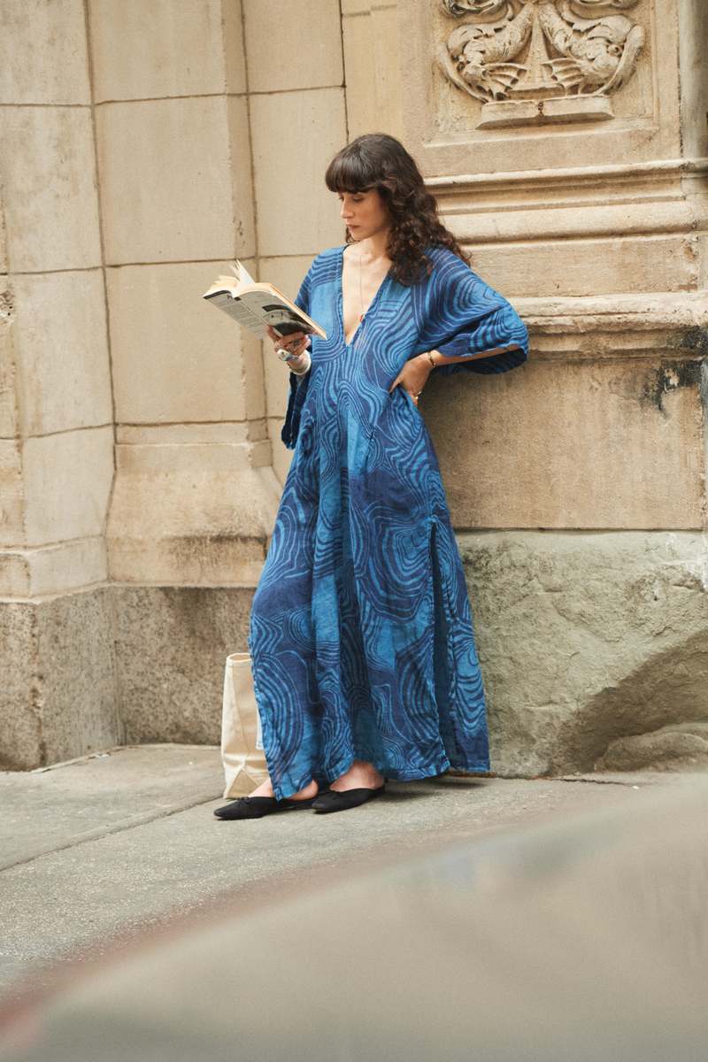 MAMNE Linen Throw on Dress - Indigo Gauze | Garmentory MAMNE Linen Throw on Dress - Indigo Gauze | Garmentory