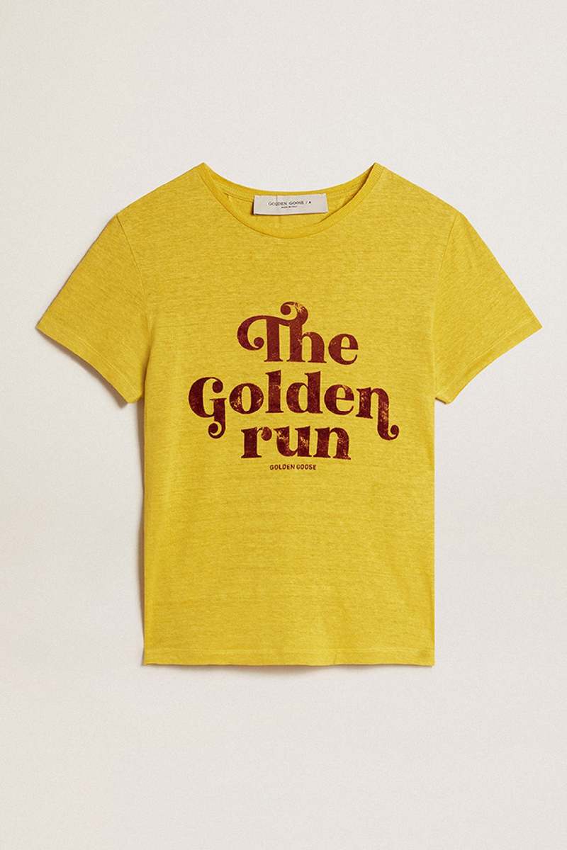 【送料&関税込】Golden Goose Jersey T-shirt GOLDEN GOOSE Logo Distressed Cotton Jersey T-shirt Golden