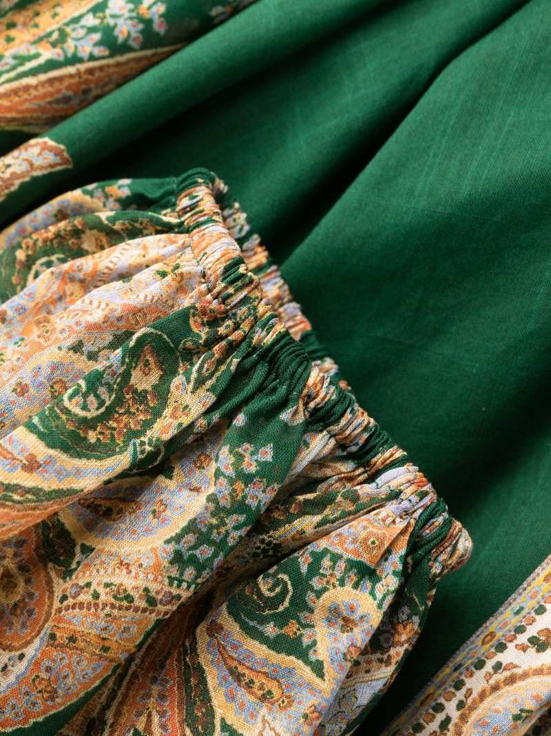 Zimmermann Devi Wrap Midi Dress - Emerald Paisley