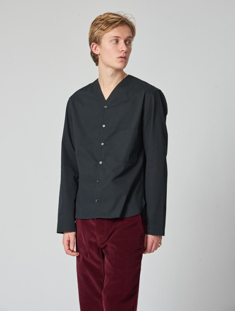 Lemaire V Neck Shirt - Black | Garmentory