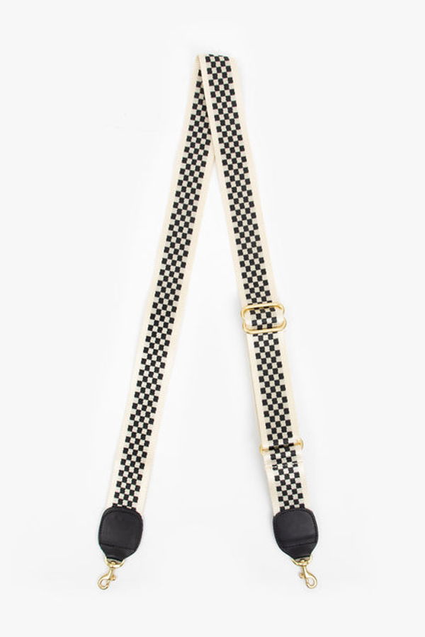 Clare V. Adjustable Crossbody Strap - Black/Cream Checkered