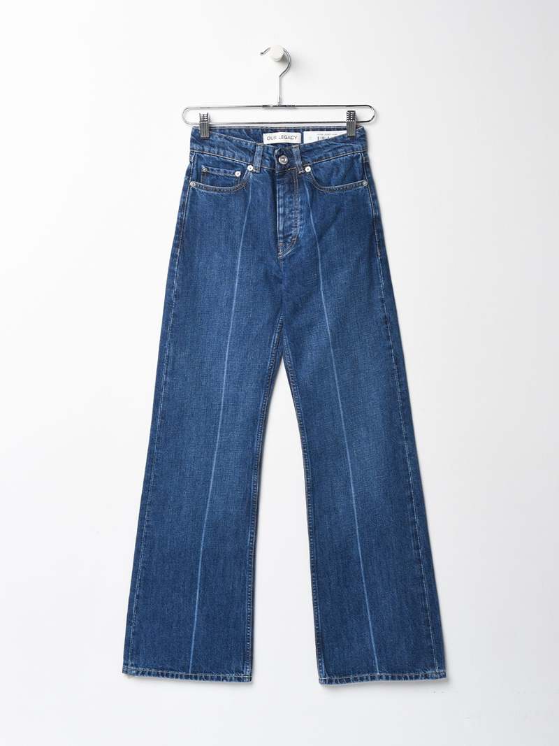 ☆人気☆【OUR LEGACY】☆BOOT CUT Mid Blue Crease Denim☆ OUR LEGACY - BOOT CUT MID BLUE CREASE DENIM – SOLAR MTP