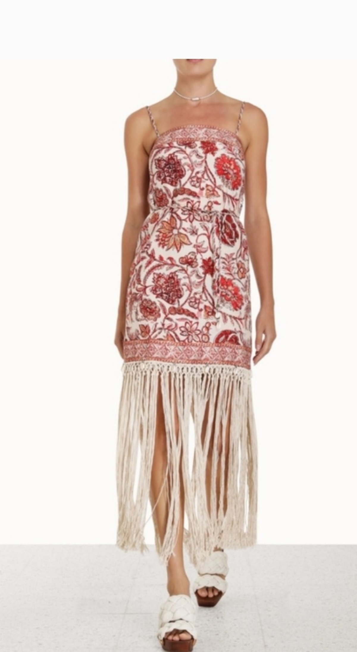 Vitali Floral Fringe Belted Dress | Garmentory