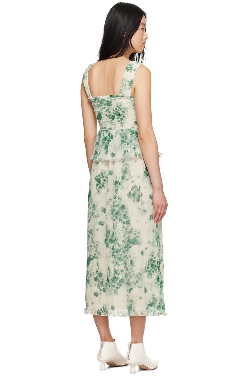 関税送料込♪GANNI/Pleated ette Midi Dress Ganni Green Pleated Midi Dress - Egret | Garmentory