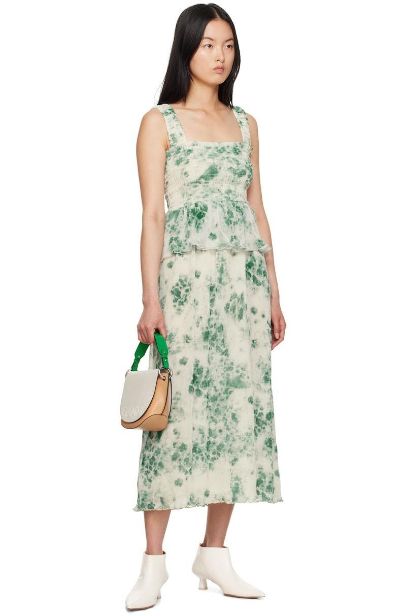 関税送料込♪GANNI/Pleated ette Midi Dress Ganni Green Pleated Midi Dress - Egret | Garmentory