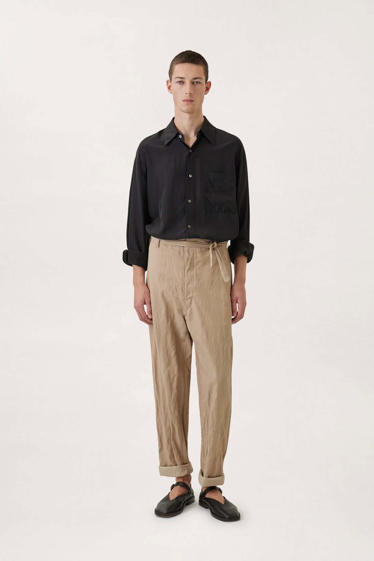 【LEMAIRE】TWISTED CHINO PANTS BEIGE 46 Lemaire - Twisted Belted Pants in Natural Beige – Stoy