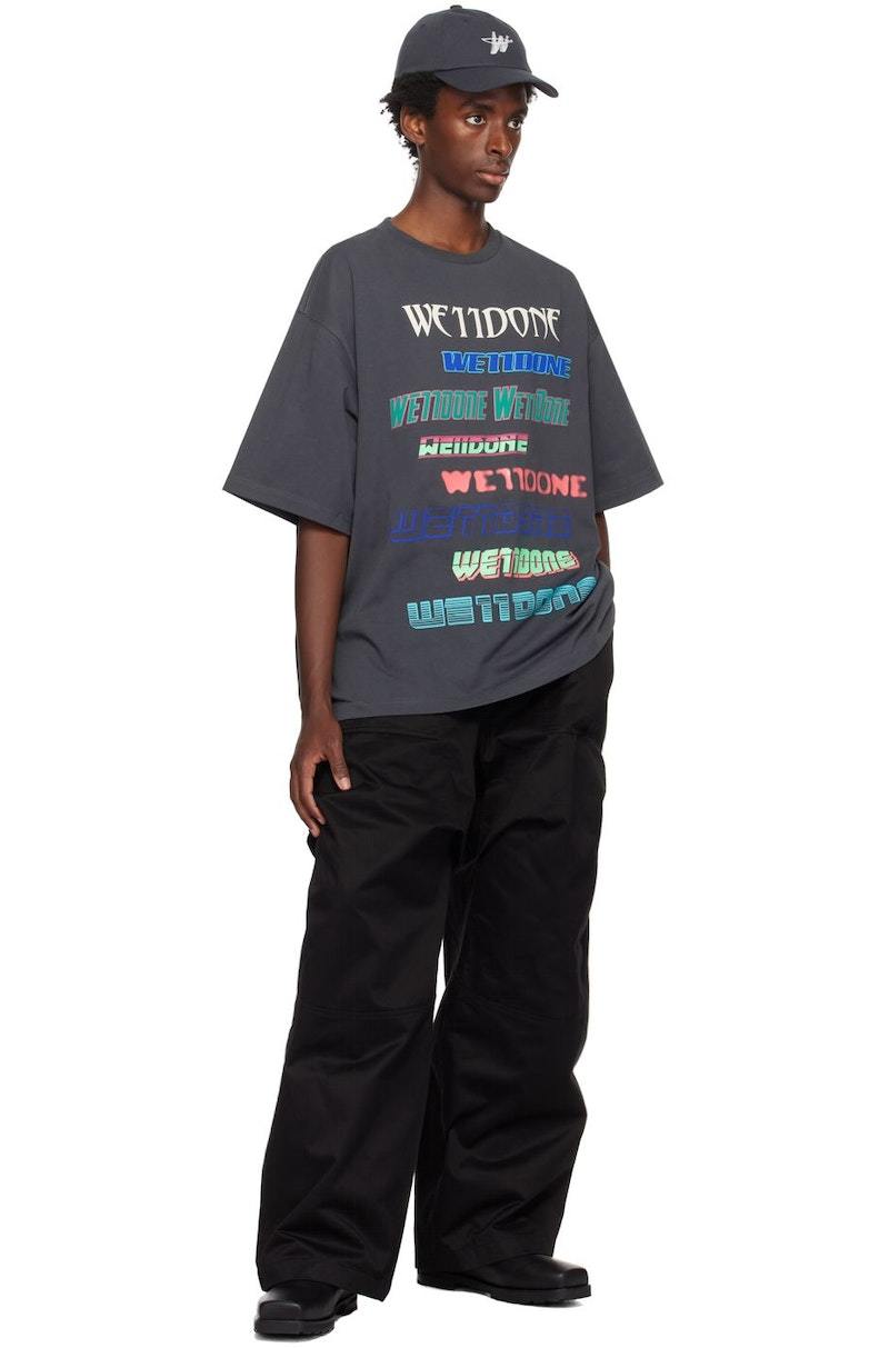 Tシャツ・カットソー WE11DONE Men T Shirts WDTT123793UCH CHARCOAL GREY we11done Gray Graphic T-Shirt - Charcoal | Garmentory