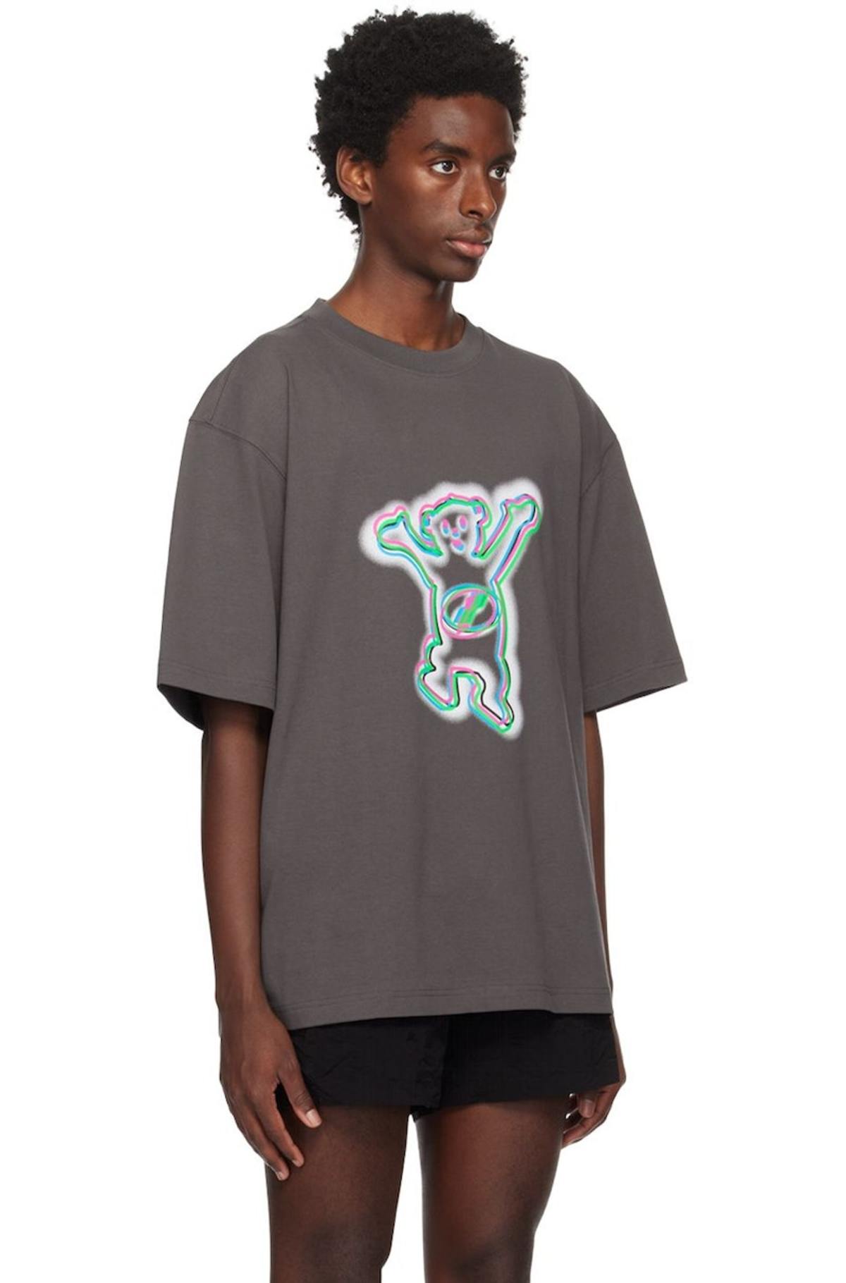 Tシャツ・カットソー We11Done Charcoal cotton t-shirt (WDTT123793UCH CHARCOAL) We11done Charcoal Front Logo T-shirt | UJNG