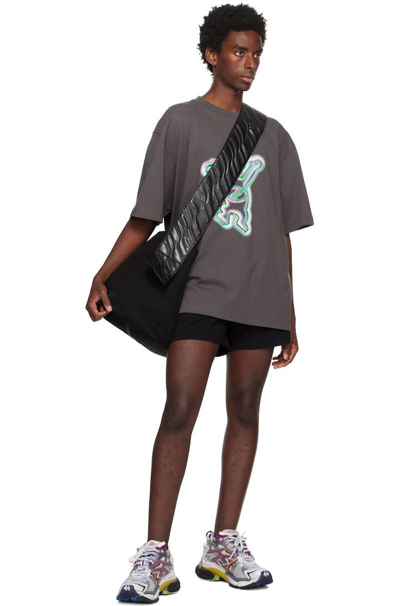 Tシャツ・カットソー WE11DONE Men T Shirts WDTT123793UCH CHARCOAL GREY We11done Colorful Teddy Print T-shirt - Charcoal | Garmentory