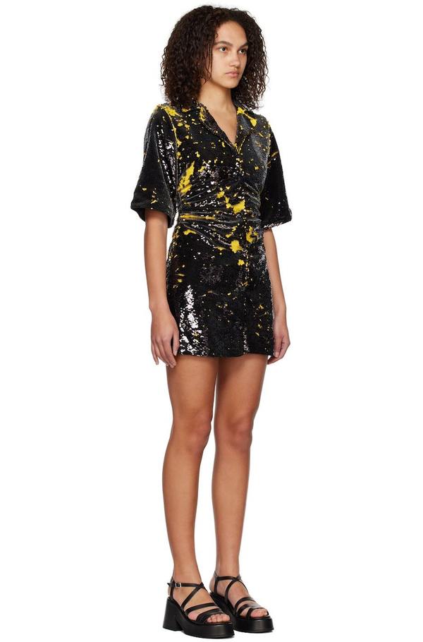 ganni black sequin dress Ganni Brown Recycled Polyester Cocktail Dress