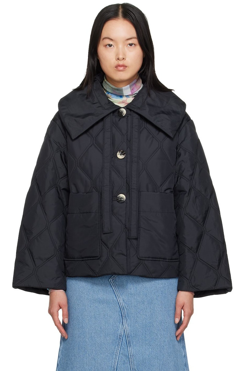 Ganni Quilted Jacket - Black | Garmentory