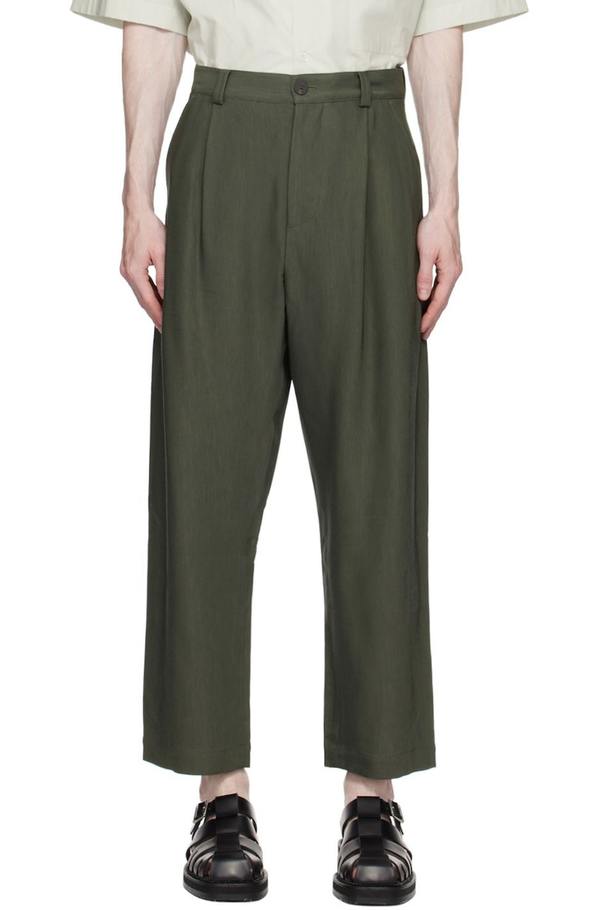 Studio Nicholson Tuck Trousers - Black Olive | Garmentory