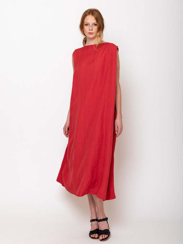 strapless open back dress Elyna Slinky Halter Maxi Dress / Deep Red | Meshki main image 1