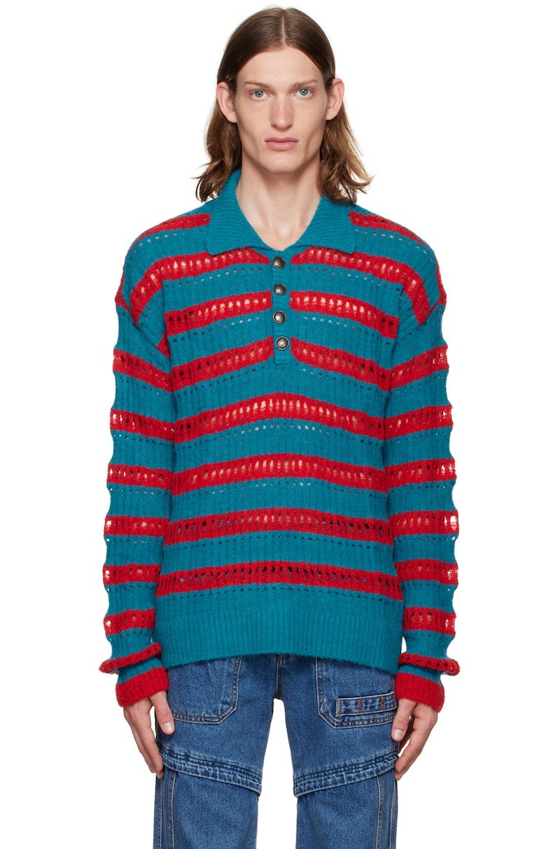 トップス 22AW Andersson Bell Burble Polo Andersson Bell Burble Polo - Blue/Red | Garmentory