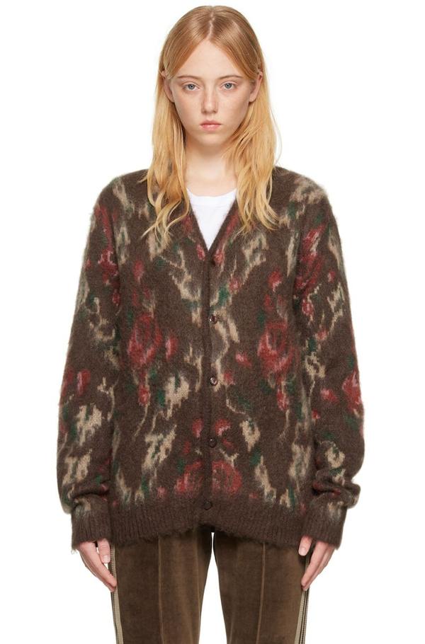 トップス NEEDLES Mohair Cardigan Rose NEEDLES Brown Rose Cardigan | Garmentory