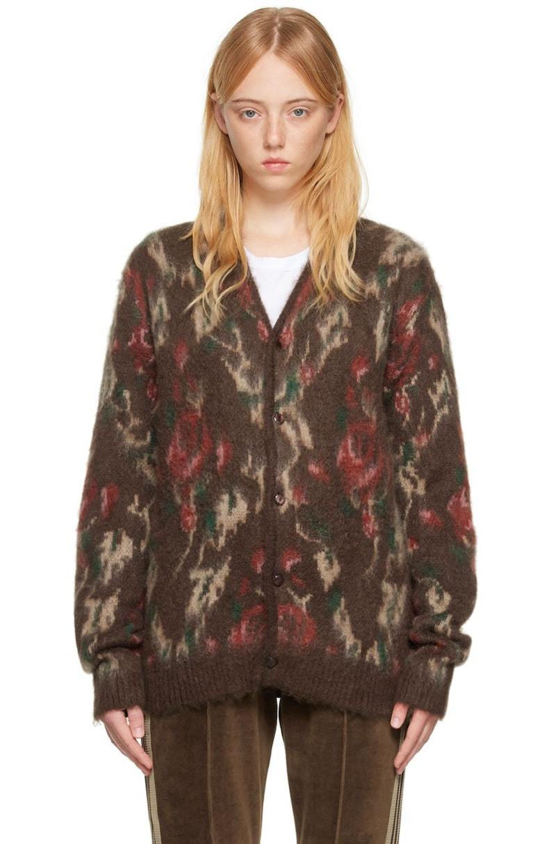 【新品未使用】Needles cardigan Rose Lsize NEEDLES Brown Rose Cardigan | Garmentory
