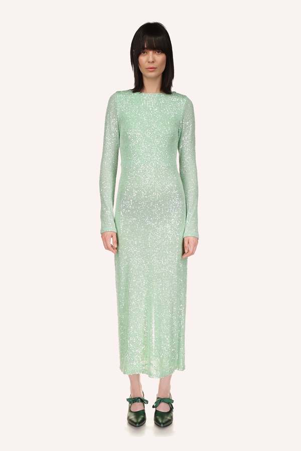 Anna Sui Sequin Mesh Dress - Peppermint