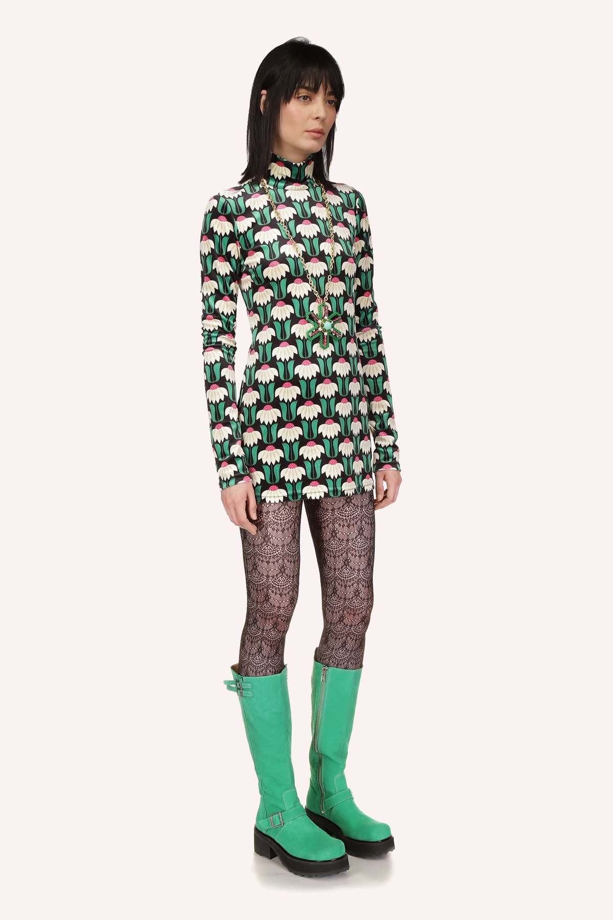 Anna Sui Upsy Daisy Velvet Mini Dress - Black Multi - Image 3 of 6