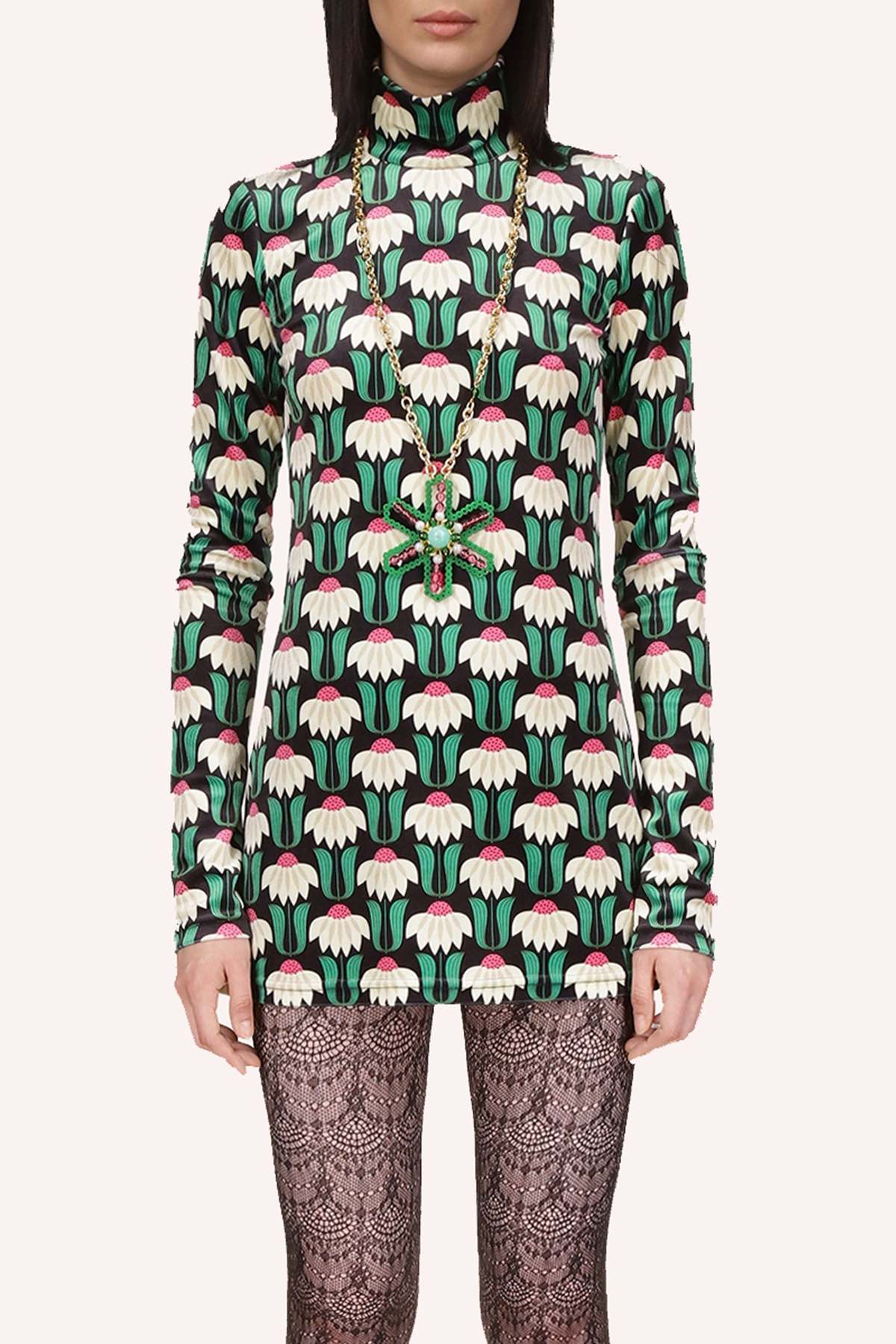 Anna Sui Upsy Daisy Velvet Mini Dress - Black Multi - Image 4 of 6