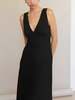 Sophie Rue Linen V Back Midi Dress - Black - Thumbnail 3