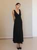 Sophie Rue Linen V Back Midi Dress - Black - Thumbnail 6
