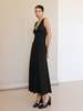 Sophie Rue Linen V Back Midi Dress - Black - Thumbnail 7