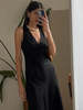 Sophie Rue Linen V Back Midi Dress - Black - Thumbnail 10